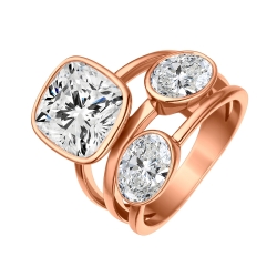 BALCANO - Blanche / Beautiful Stainless Steel Ring With Unique Cut Cubic Zirconia Gemstones And 18K Rose Gold Plated