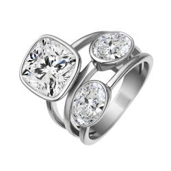 BALCANO - Blanche / Beautiful Stainless Steel Ring With Unique Cut Cubic Zirconia Gemstones, High Polished