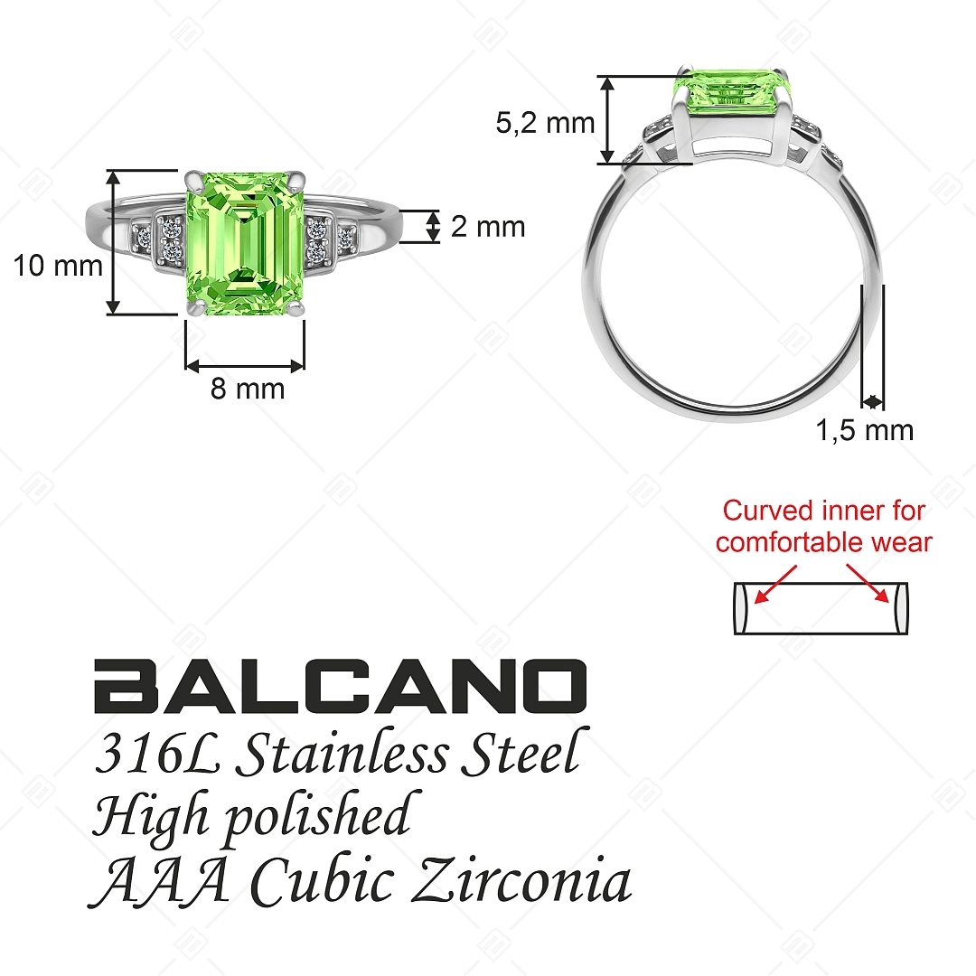 BALCANO - Esmeralda / Striking Cubic Zirconia Gemstone Ring With High Polish Finish (041230BC38)