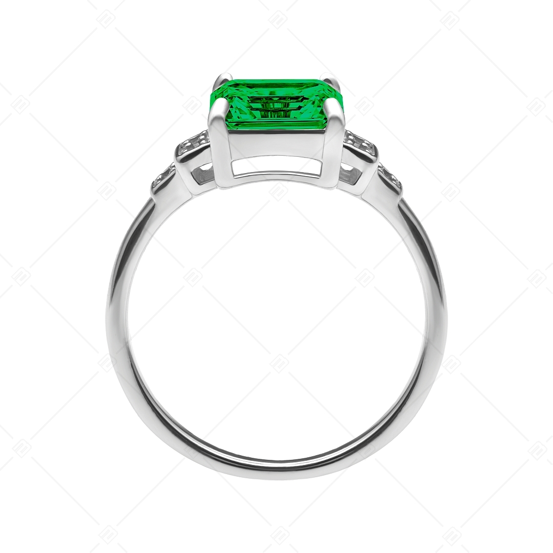 BALCANO - Esmeralda / Striking Cubic Zirconia Gemstone Ring With High Polish Finish (041230BC39)