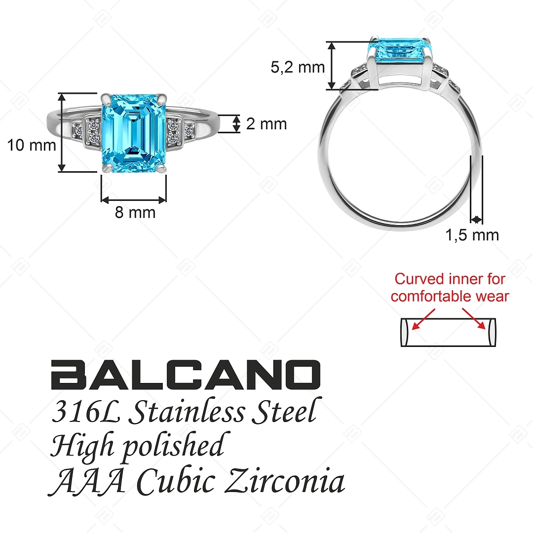 BALCANO - Esmeralda / Auffälliger Zirkonia-Ring mit hochglanzpolierter Oberfläche (041230BC48)