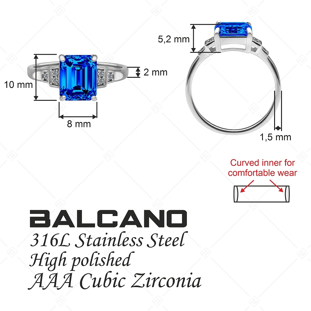 BALCANO - Esmeralda / Striking Cubic Zirconia Gemstone Ring With High Polish Finish (041230BC49)