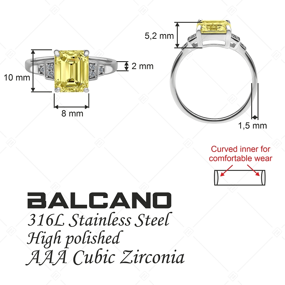 BALCANO - Esmeralda / Striking Cubic Zirconia Gemstone Ring With High Polish Finish (041230BC55)