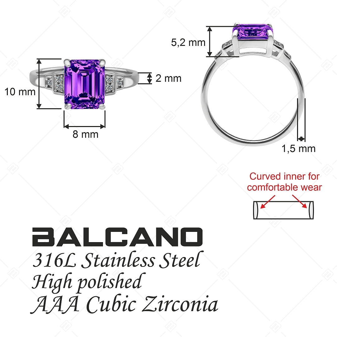 BALCANO - Esmeralda / Auffälliger Zirkonia-Ring mit hochglanzpolierter Oberfläche (041230BC77)