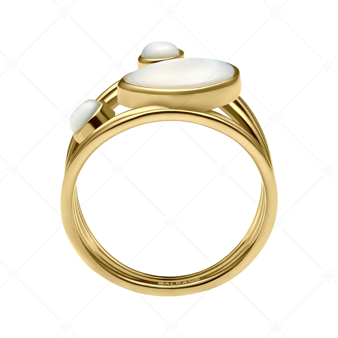 BALCANO - Sabine / Einzigartiger Ring aus Edelstahl mit Perlmuttdekoration und 18K vergoldet (041231BC88)