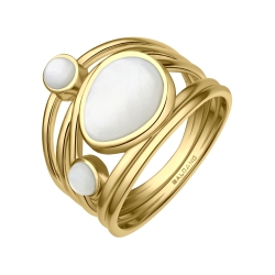 BALCANO - Sabine / Unique Stainless Steel Ring With Mother Of Pearl Decoration And 18K Gold Plated