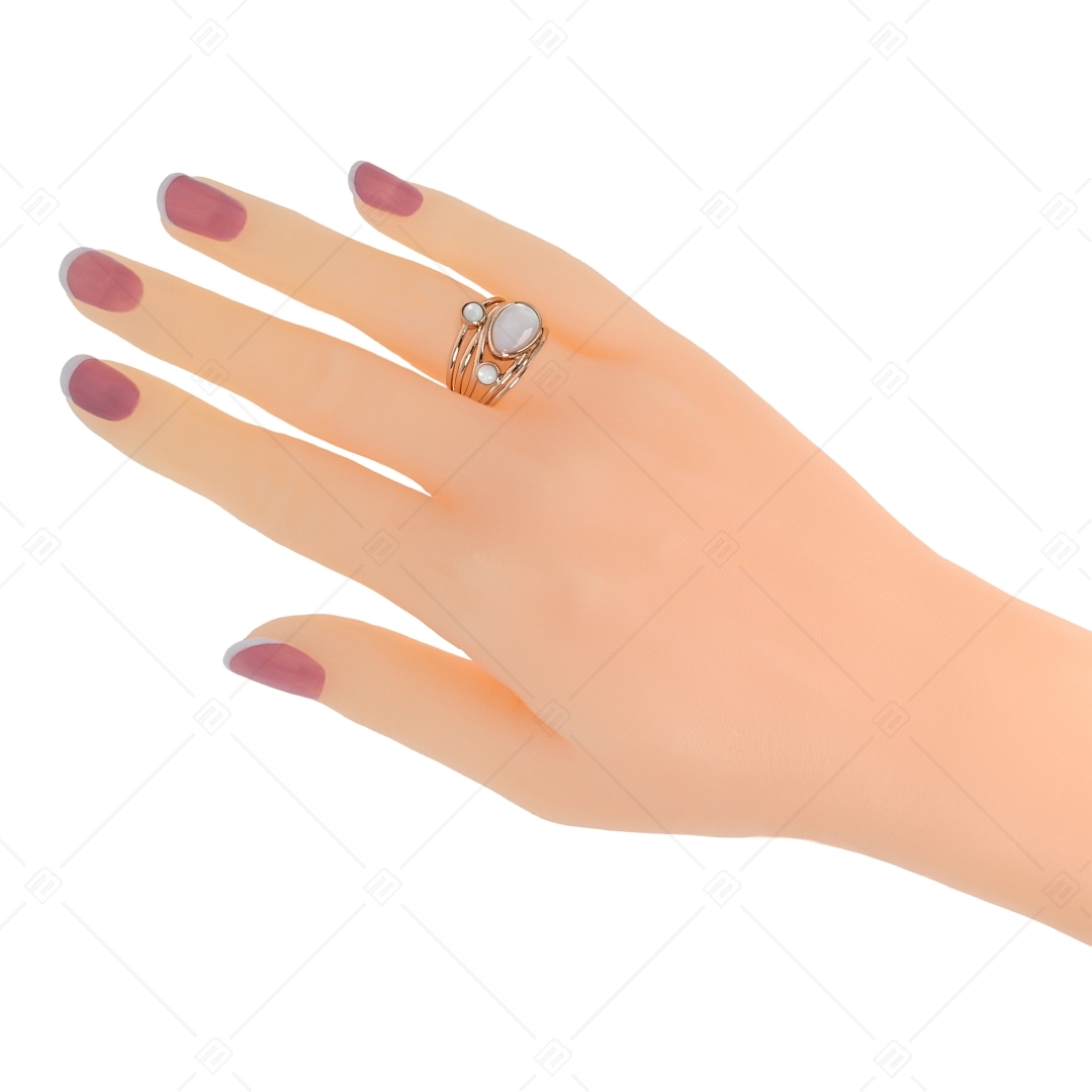 BALCANO - Sabine / Unique Stainless Steel Ring With Mother Of Pearl Decoration And 18K Rose Gold Plated (041231BC96)