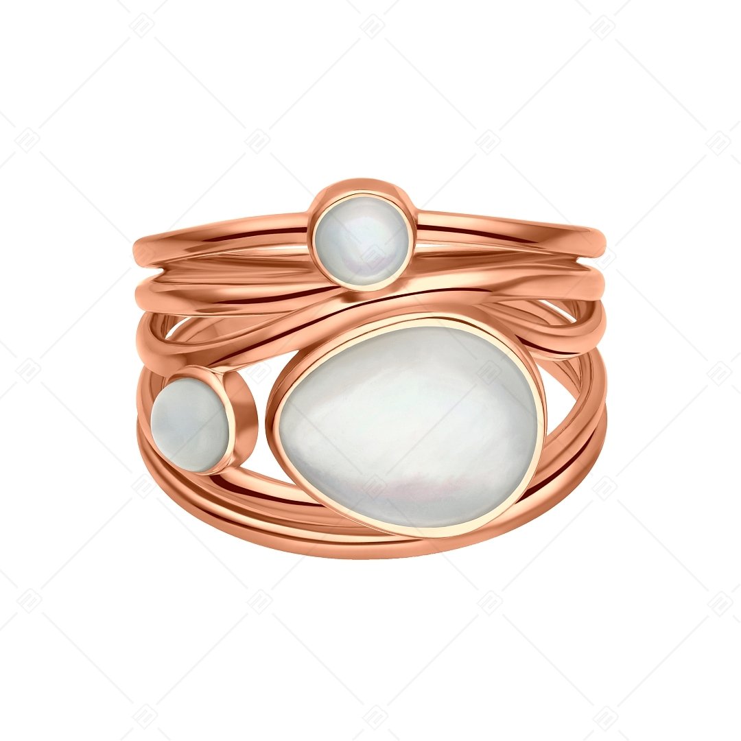 BALCANO - Sabine / Unique Stainless Steel Ring With Mother Of Pearl Decoration And 18K Rose Gold Plated (041231BC96)