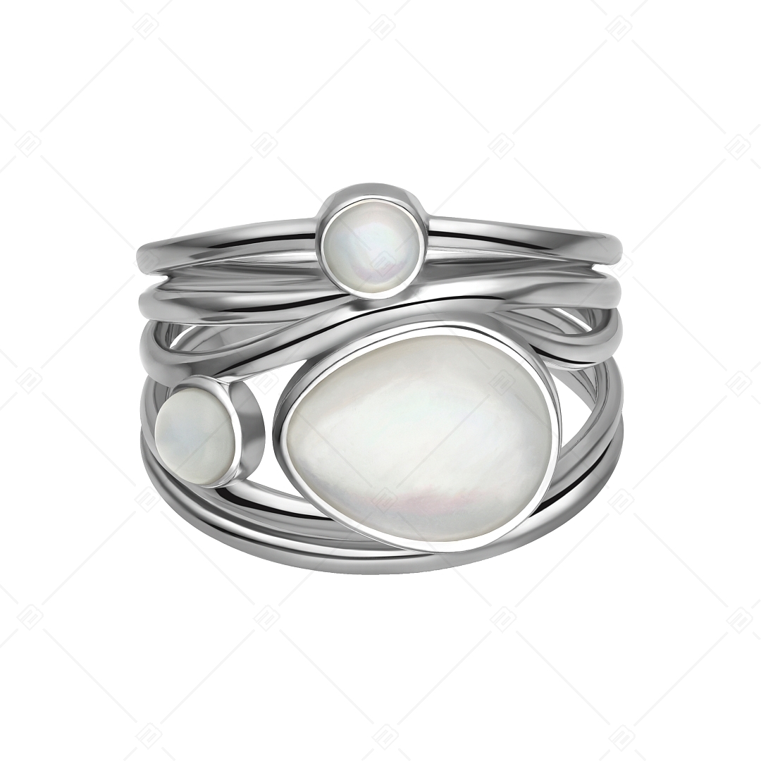 BALCANO - Sabine / Unique Stainless Steel Ring With Mother Of Pearl Decoration And High Polished (041231BC97)