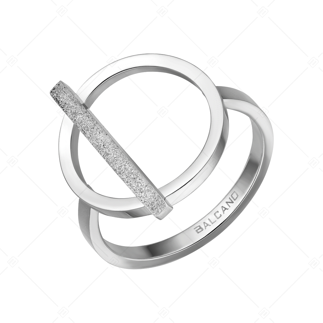 BALCANO - Granada / Unique Stainless Steel Ring With Circle And Glitter Bar Headpiece, High Polished (041232BC97)