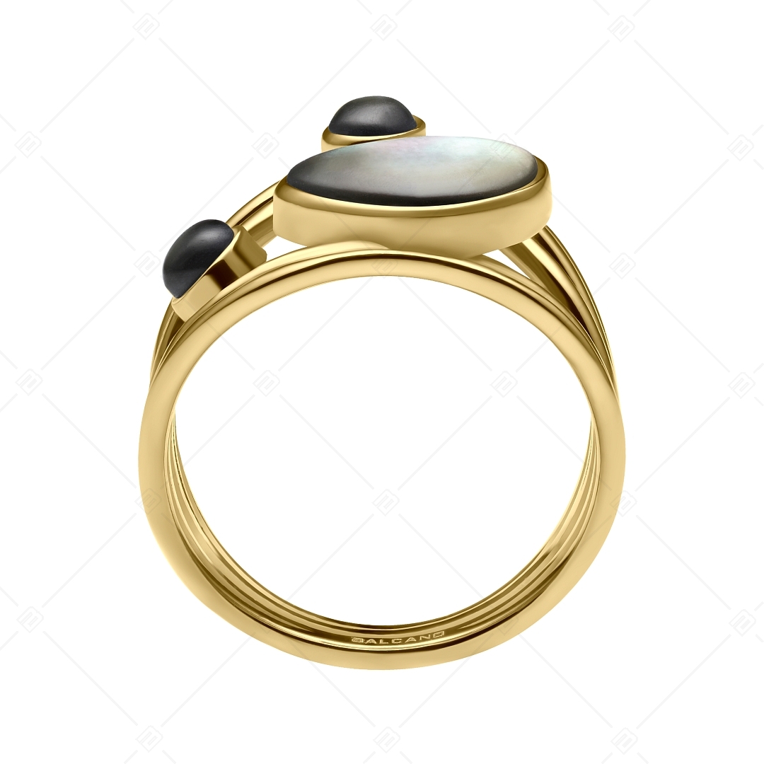 BALCANO - Sabine / Einzigartiger Ring aus Edelstahl mit Perlmuttdekoration und 18K Gold Beschichtung (041233BC88)