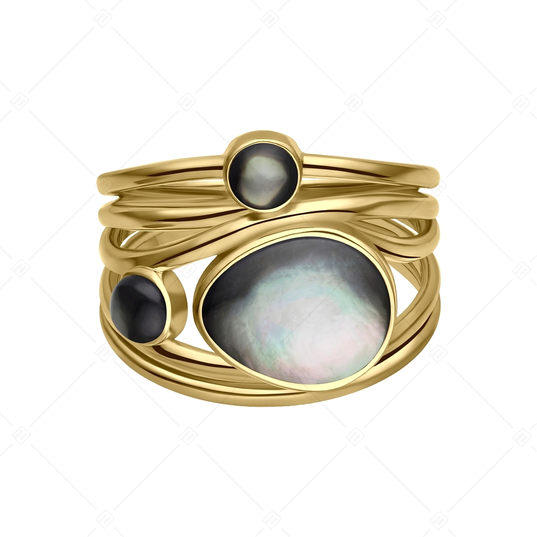 BALCANO - Sabine / Unique Stainless Steel Ring With Mother Of Pearl Decoration And 18K Gold Plated (041233BC88)
