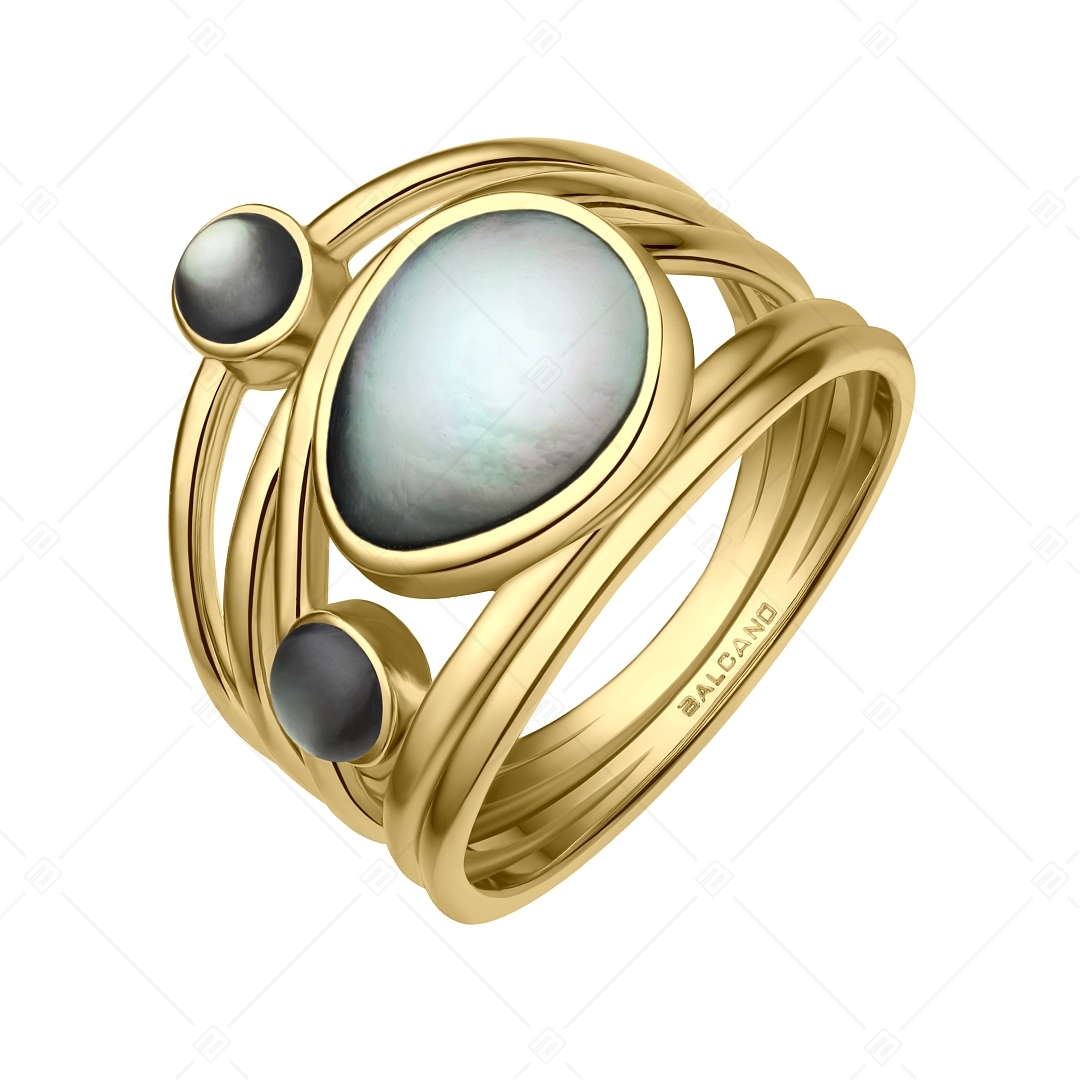 BALCANO - Sabine / Unique Stainless Steel Ring With Mother Of Pearl Decoration And 18K Gold Plated (041233BC88)