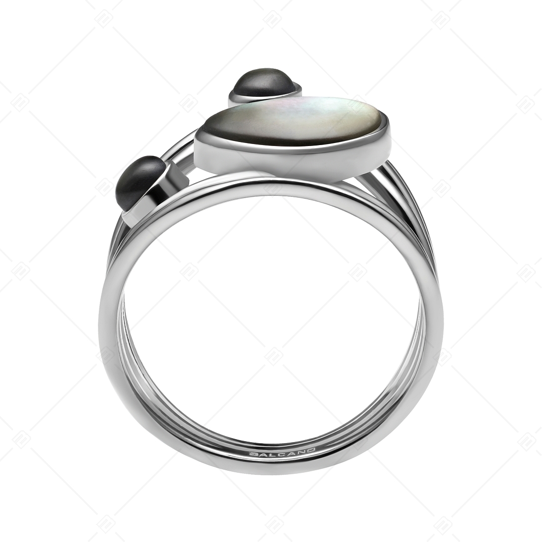BALCANO - Sabine / Einzigartiger Ring aus Edelstahl mit Perlmuttdekoration und Hochglanzpolierung (041233BC97)