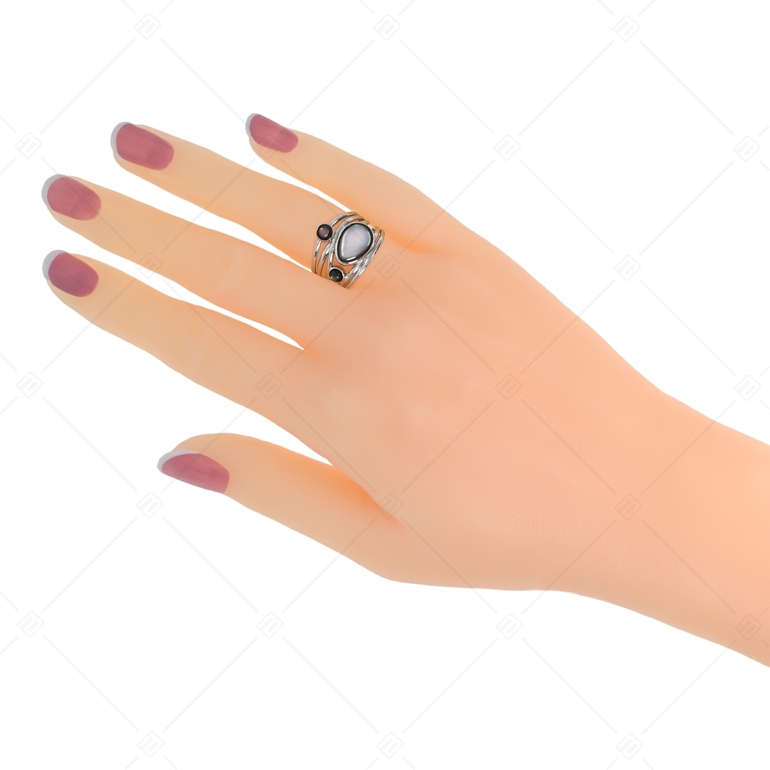 BALCANO - Sabine / Unique Stainless Steel Ring With Mother Of Pearl Decoration And High Polished (041233BC97)
