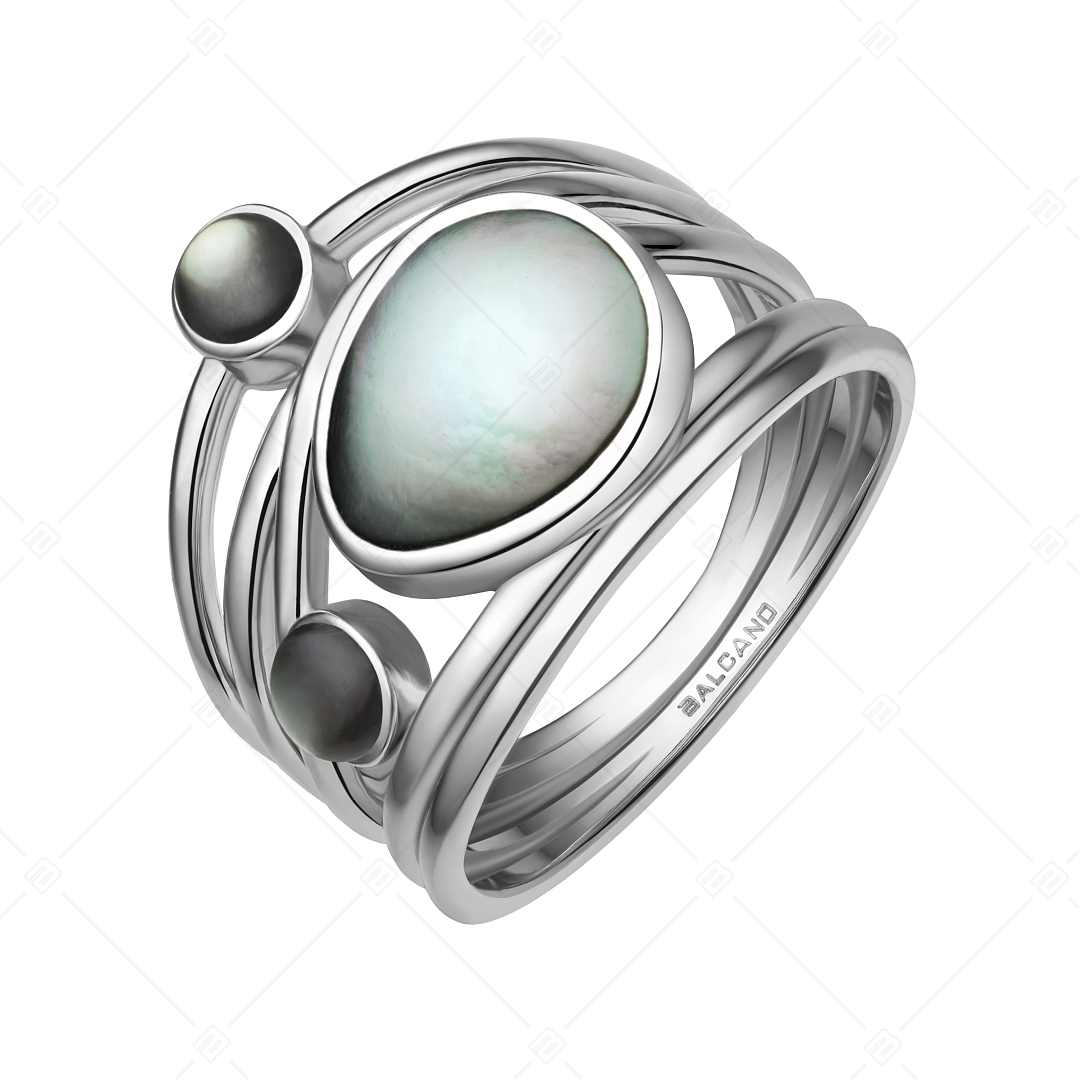BALCANO - Sabine / Unique Stainless Steel Ring With Mother Of Pearl Decoration And High Polished (041233BC97)