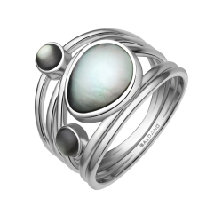 BALCANO - Sabine / Unique Stainless Steel Ring With Mother Of Pearl Decoration And High Polished