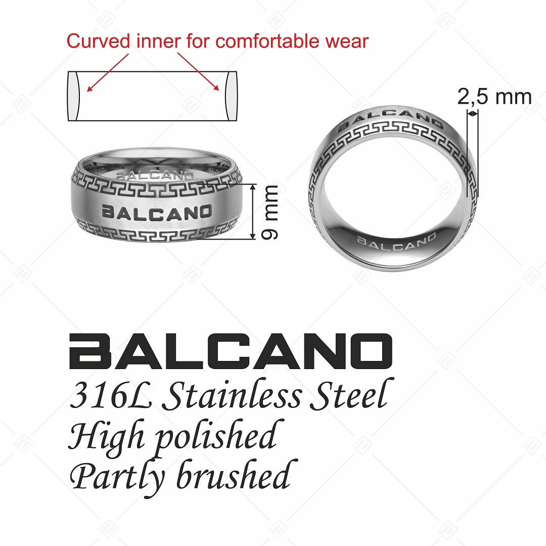 BALCANO - Greco / Edelstahl Ring mit Griechischem Muster (042003BL99)