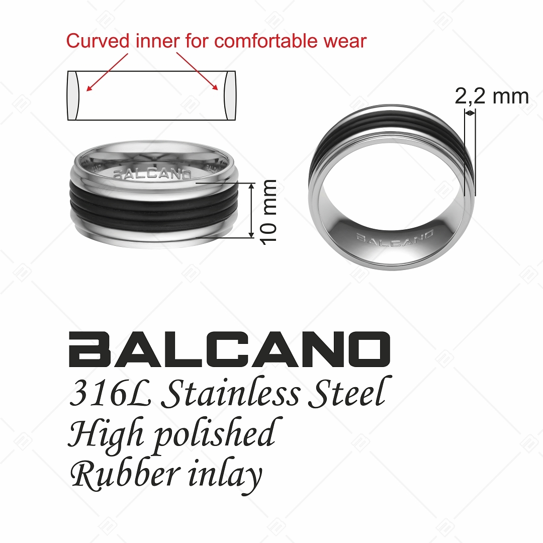 BALCANO - Galaxy / Bague en acier inoxydable avec incrustation en caoutchouc (042004BL99)