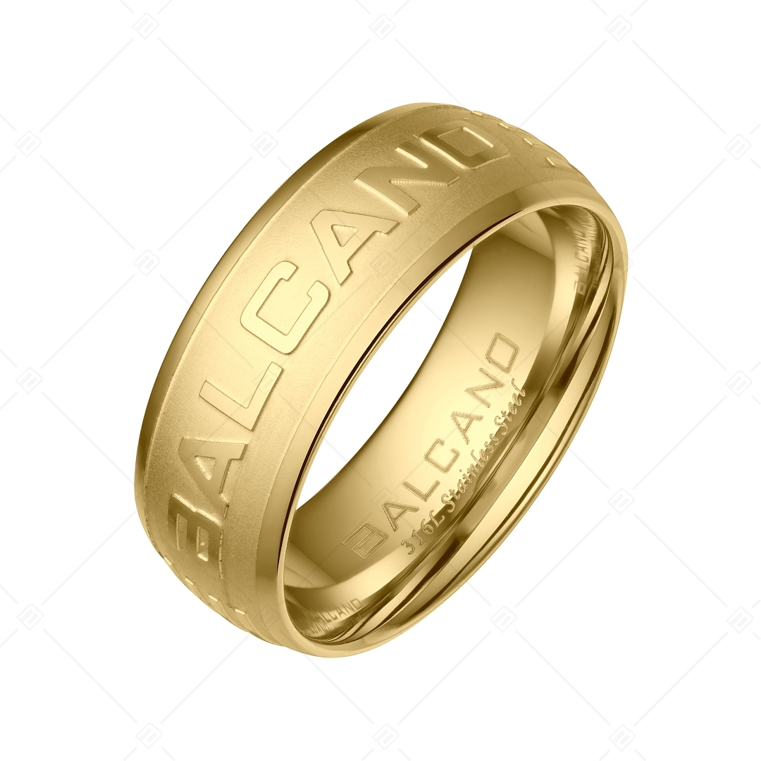 BALCANO - Harry / Edelstahlring mit großem, poliertem Logo mit 18K Gold Beschichtung (042005BL88)