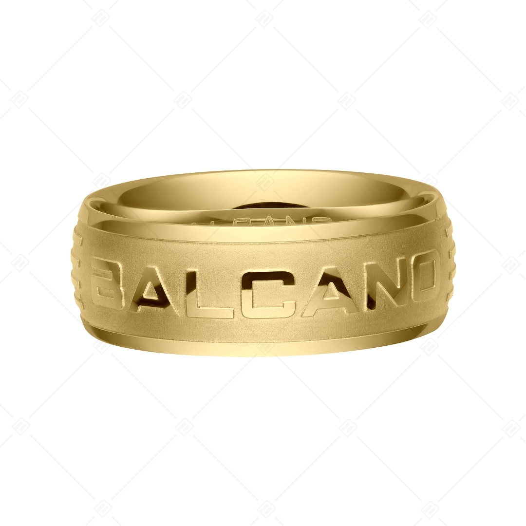 BALCANO - Harry / Edelstahlring mit großem, poliertem Logo mit 18K Gold Beschichtung (042005BL88)