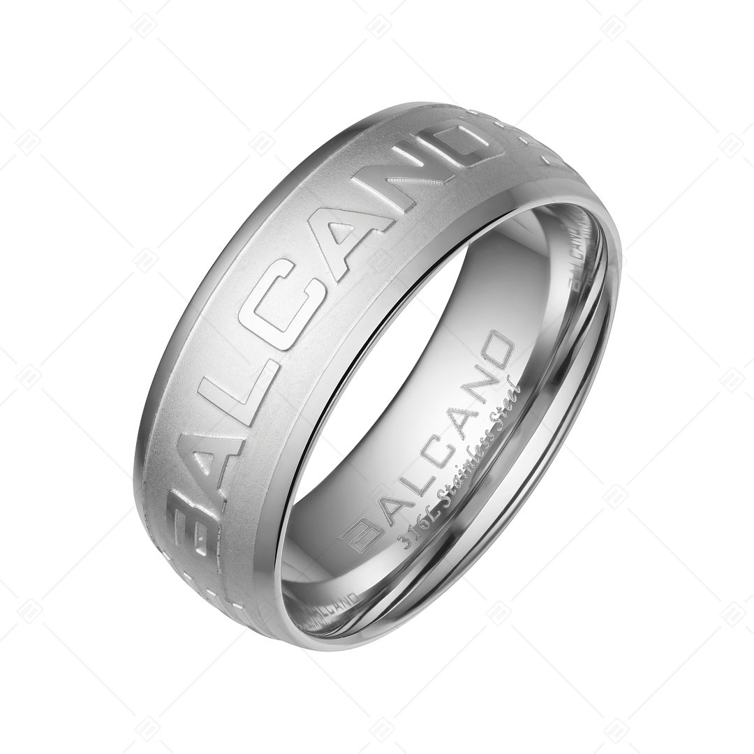 BALCANO - Harry / Stainless Steel Ring With Matt Finish And With Giant Polished Logo (042005BL97)