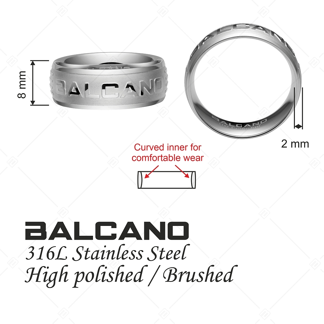 BALCANO - Harry / Edelstahlring mit matter Oberfläche und mit großem, poliertem Logo (042005BL97)