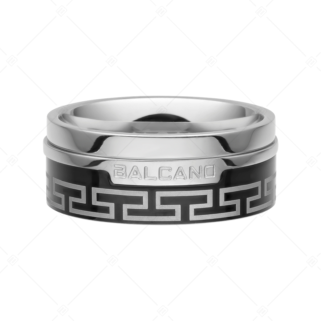 BALCANO - Orion / Greek Pattern Stainless Steel Ring High Polished (042006BL97)