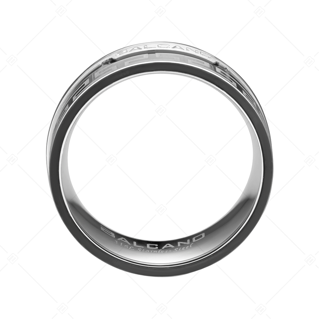 BALCANO - Orion / Greek Pattern Stainless Steel Ring High Polished (042006BL97)