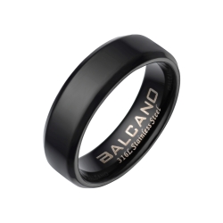BALCANO - Frankie / Engravable Stainless Steel Ring With Black PVD Plated