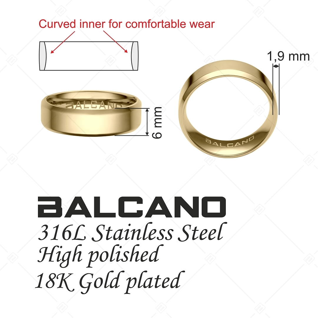 BALCANO - Frankie / Engravable stainless steel ring with 18K gold plated (042100BL88)