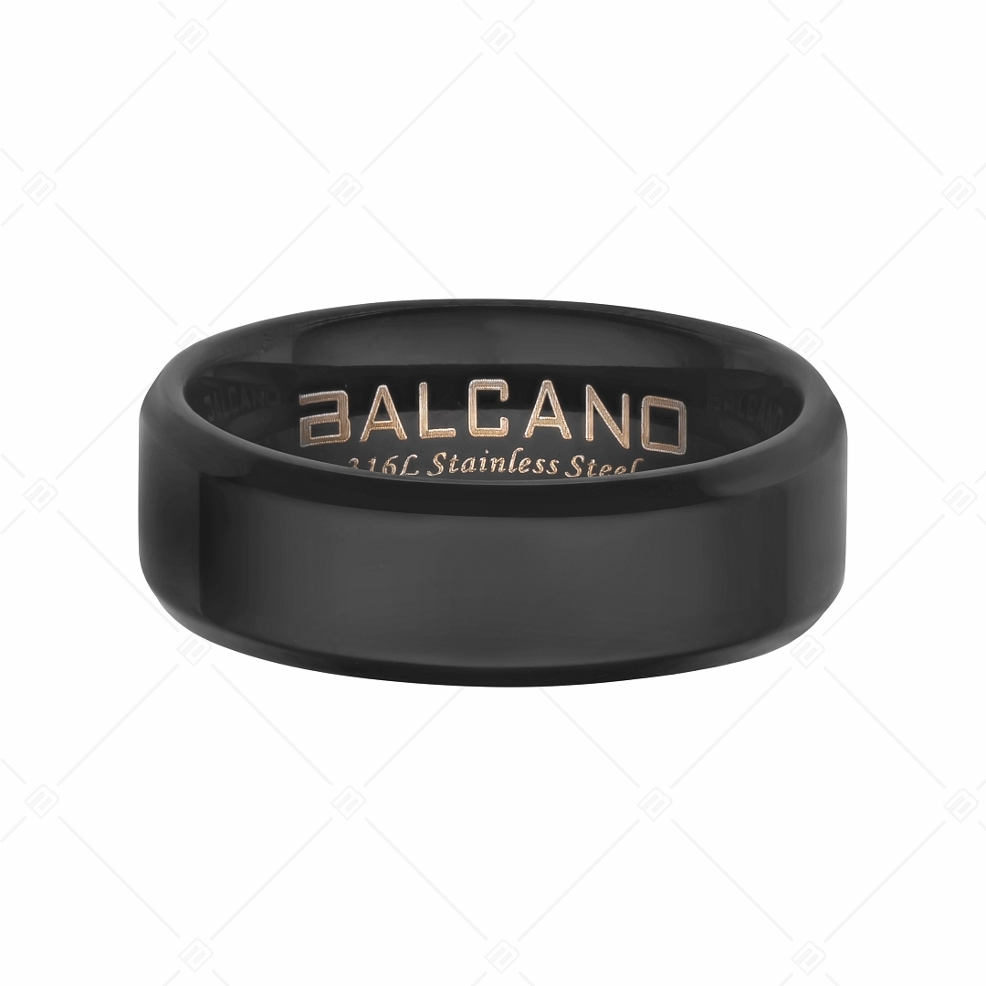 BALCANO - Eden / Bague en acier inoxydable gravable avec revêtement PVD noir (042101BL11)