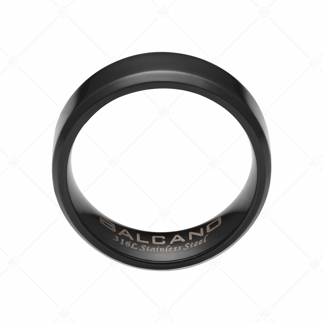 BALCANO - Eden / Bague en acier inoxydable gravable avec revêtement PVD noir (042101BL11)