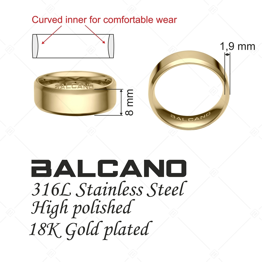 BALCANO - Eden / Bague gravable en acier inoxydable plaqué or 18K (042101BL88)
