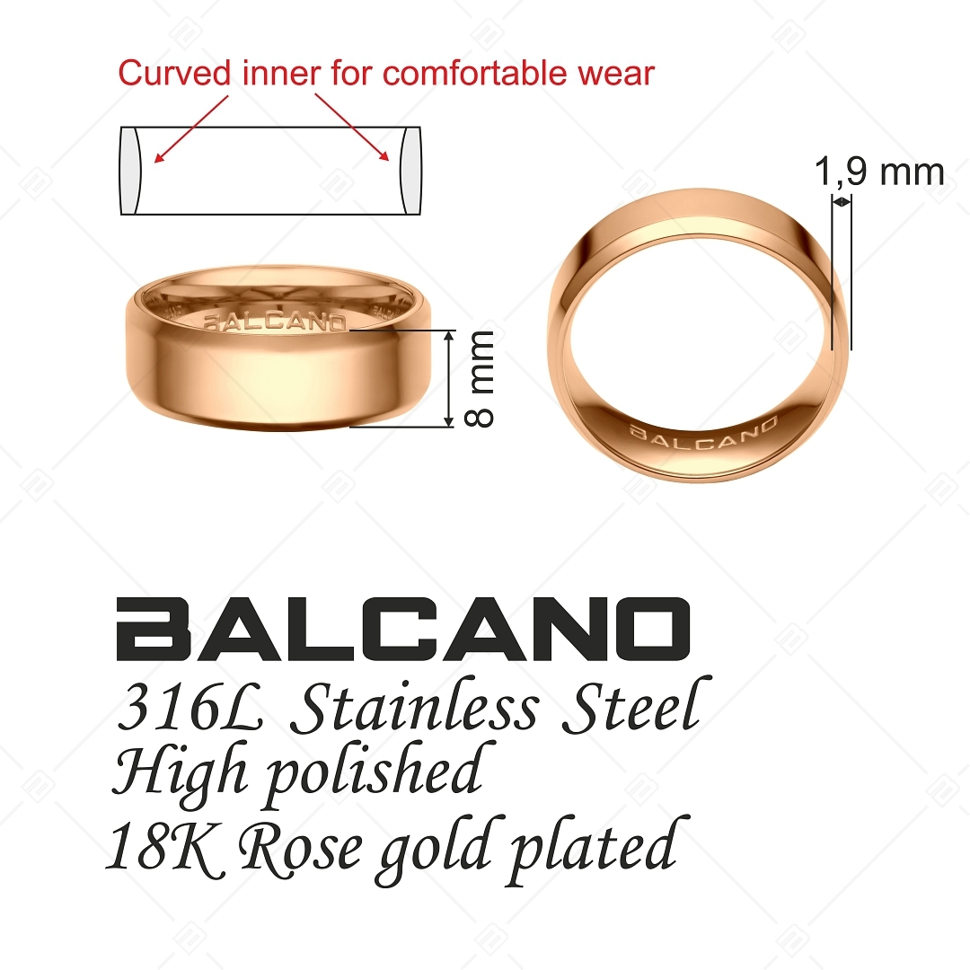 BALCANO - Eden / Bague gravable en acier inoxydable plaqué or rose 18K (042101BL96)