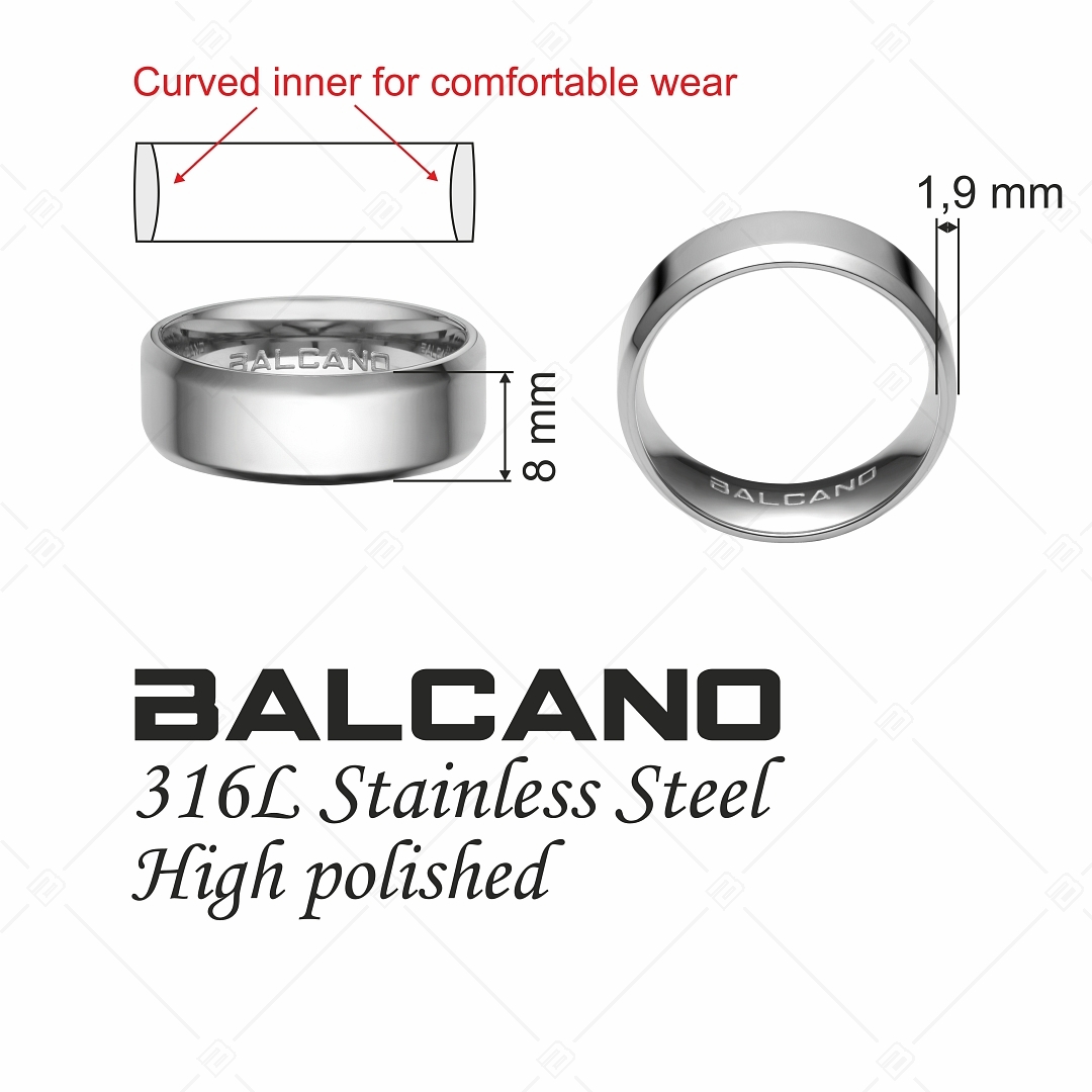 BALCANO - Eden / Bague gravable en acier inoxydable avec polissage à hautre brillance (042101BL97)