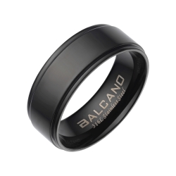 BALCANO - Arena / Engravable Stainless Steel Ring With Black PVD Plated