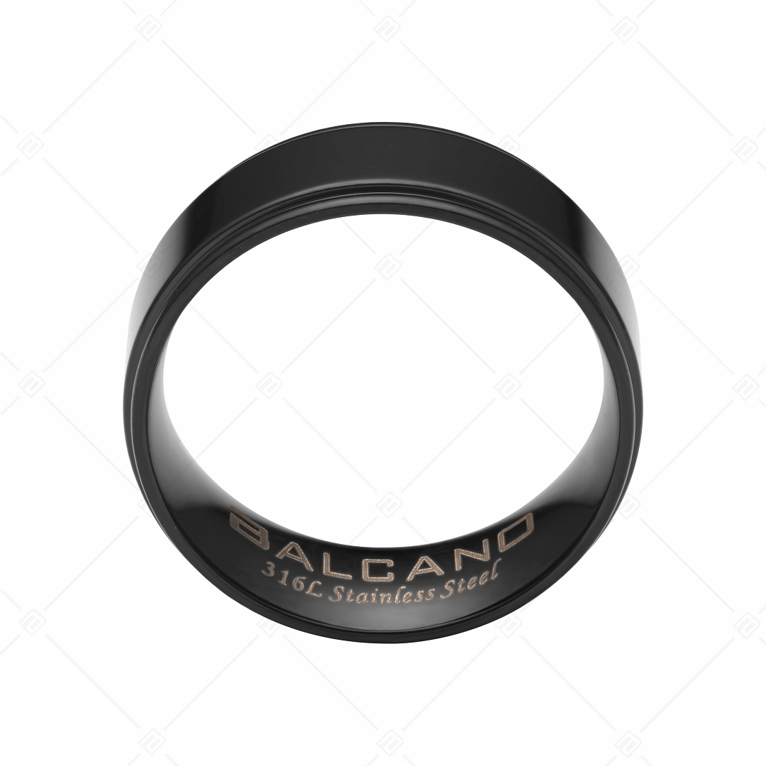 BALCANO - Arena / Engravable Stainless Steel Ring With Black PVD Plated (042102BL11)