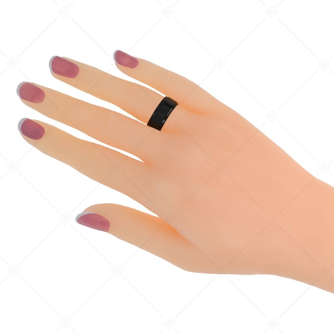 BALCANO - Arena / Engravable Stainless Steel Ring With Black PVD Plated (042102BL11)