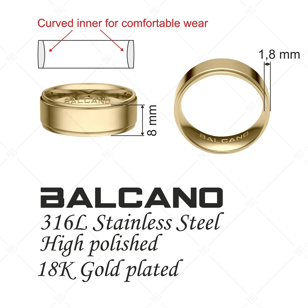 BALCANO - Arena / Engravable stainless steel ring with 18K gold plated (042102BL88)
