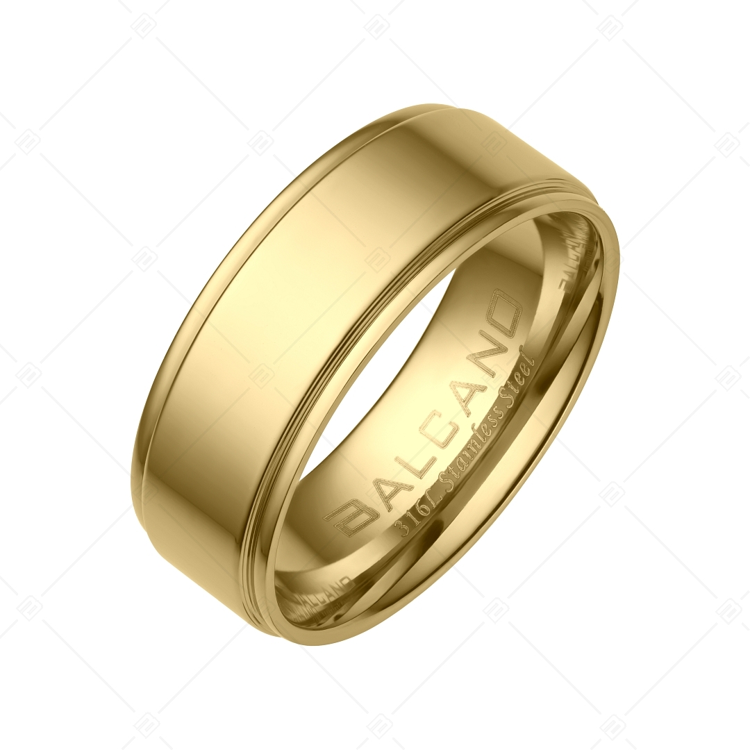 BALCANO - Arena / Engravable Stainless Steel Ring With 18K Gold Plated (042102BL88)