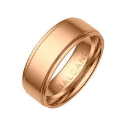 BALCANO - Arena / Engravable Stainless Steel Ring With 18K Rose Gold Plated