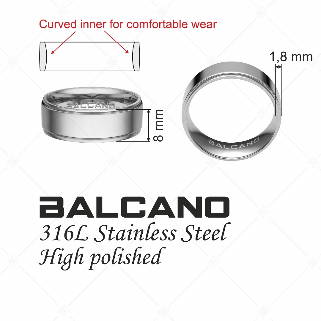 BALCANO - Arena / Engravable Stainless Steel Ring With High Polish (042102BL97)