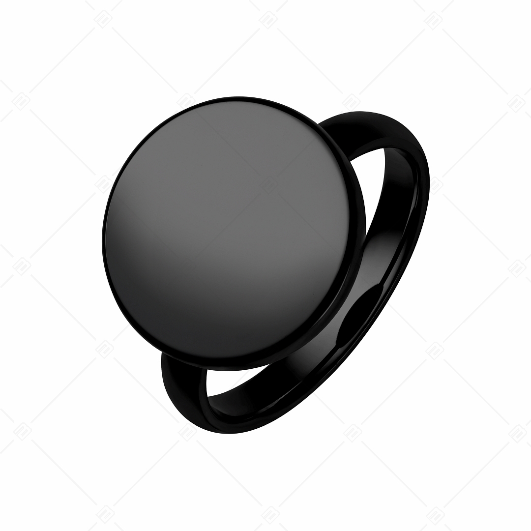 BALCANO - Bottone / Gravierbarer Knopfring von Edelstahl mit schwarzer PVD-Beschichtung (042103BL11)