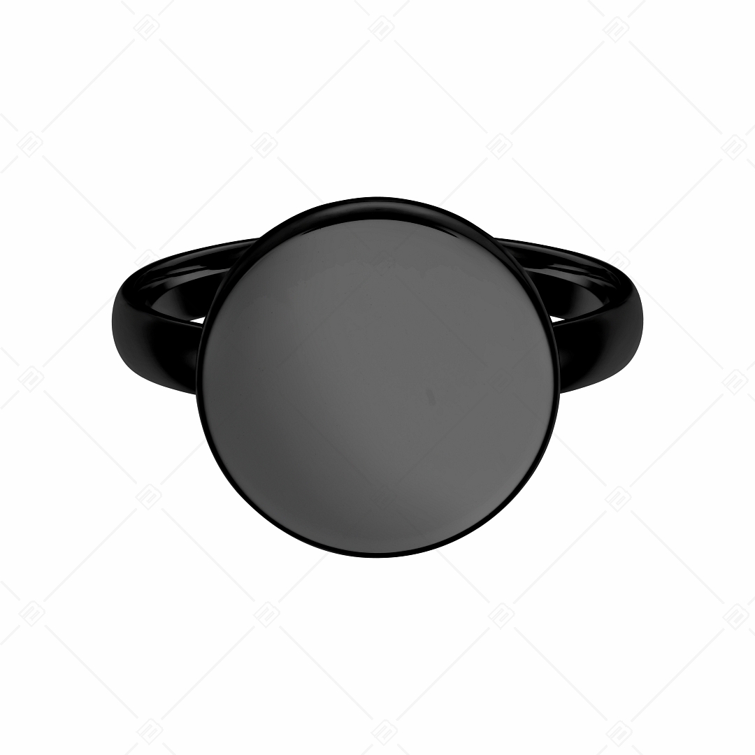 BALCANO - Bottone / Bague à tête de bouton gravable en acier inoxydable avec revêtement PVD noir (042103BL11)