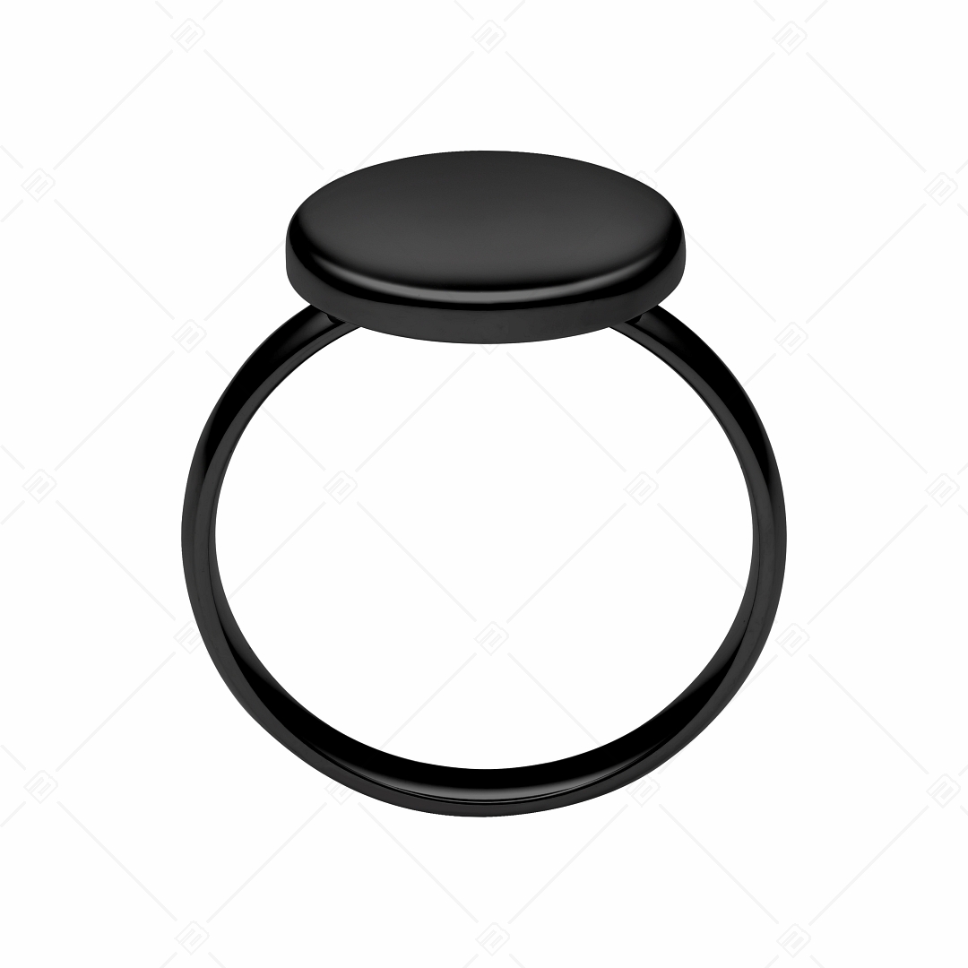 BALCANO - Bottone / Engravable Stainless Steel Ring with Black PVD Plated (042103BL11)