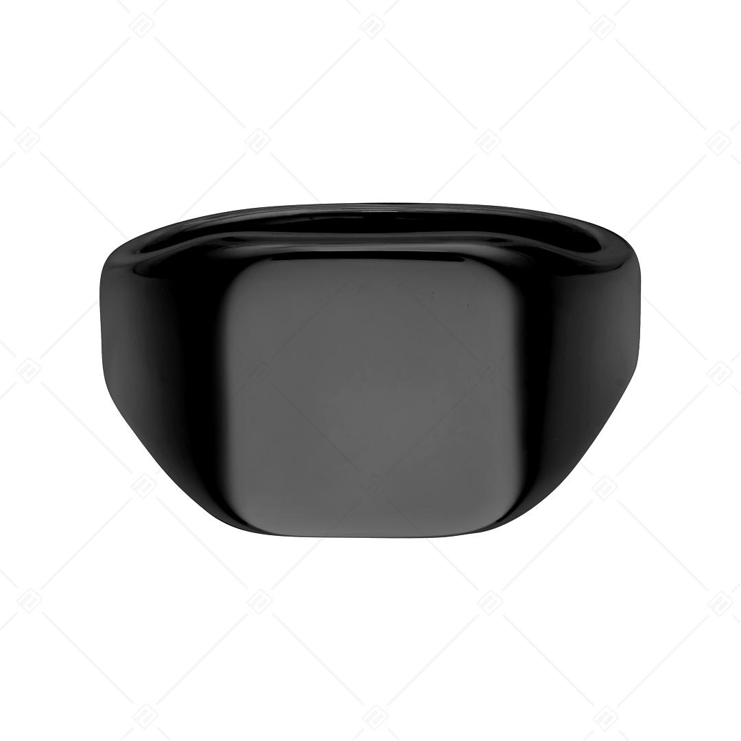 BALCANO - Larry / Engravable signet ring, black PVD plated (042104BL11)