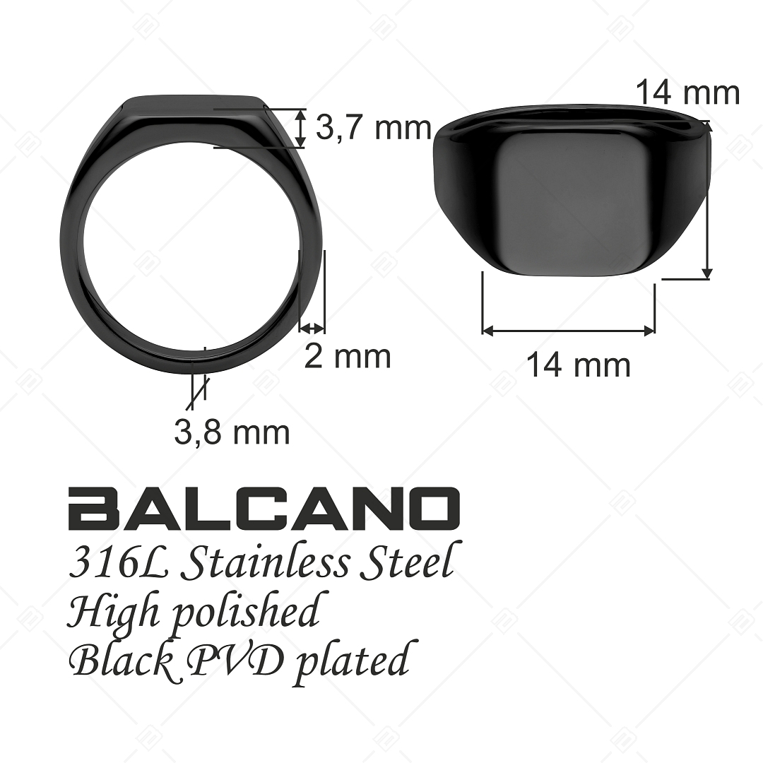 BALCANO - Larry / Engravable Signet Ring, Black PVD Plated (042104BL11)