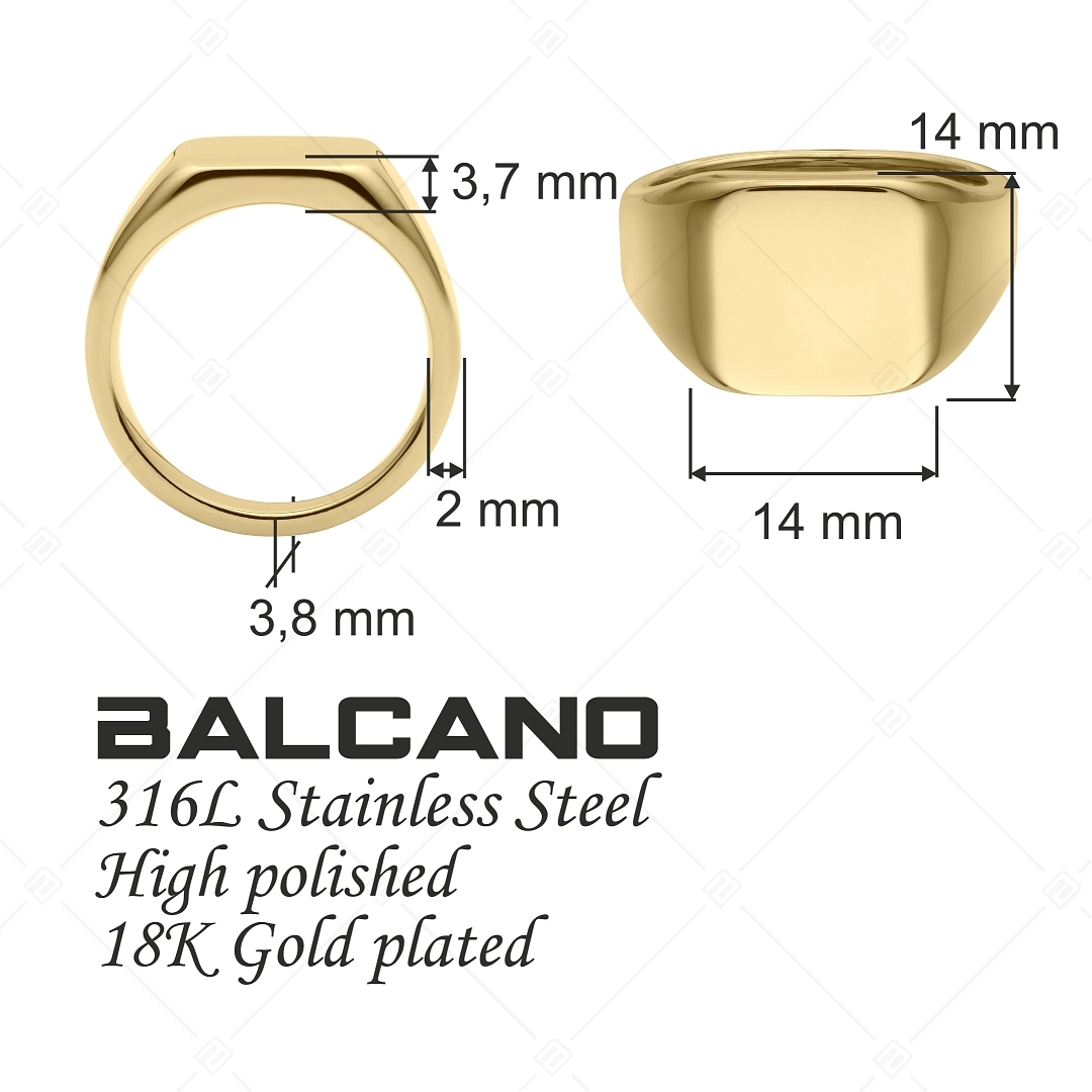 BALCANO - Larry / Engravable signet ring, 18K gold plated (042104BL88)