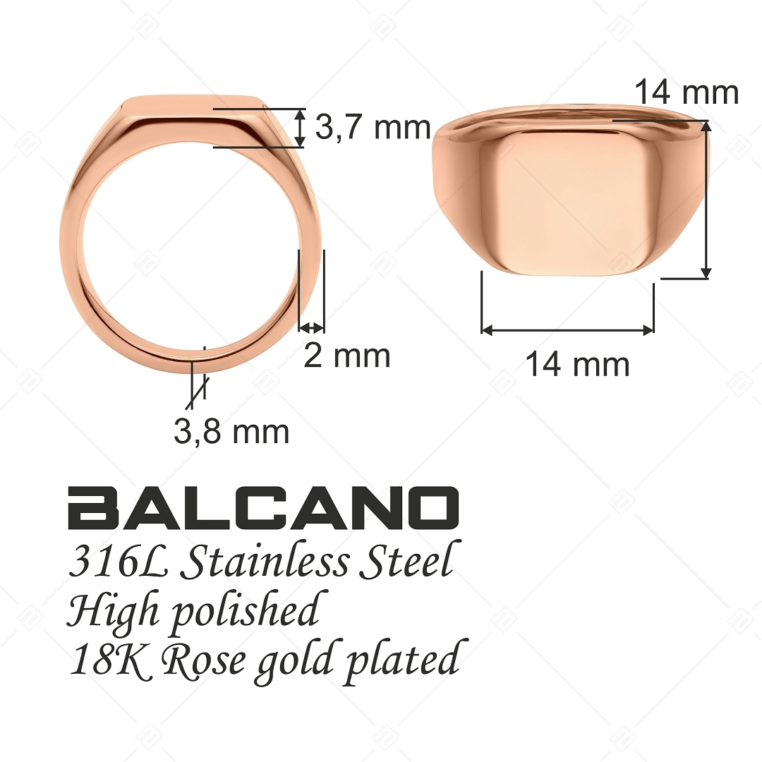 BALCANO - Larry / Engravable Signet Ring, 18K Rose Gold Plated (042104BL96)
